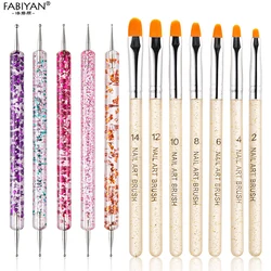 Professional Nail Art Brush Set for Painting, Drawing, and Manicure Design (Yellow)