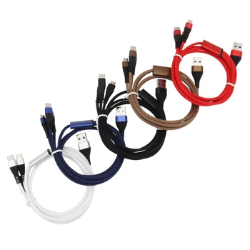 

20pcs/lot 3 IN 1 8Pin Type C Micro Nylon USB Cable For iPhone 8 X 7 6 6S Plus iOS 10 9 8 Samsung USB Fast Charging Cables Cord