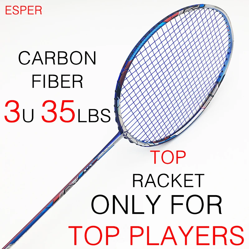 Esper Top Professionele Badminton Racket 3U Lichtgewicht 55T Graphite Carbon Racket Voor Tounament Met String Tas En Geschenken Esper Top Professionele Badminton Racket 3U Lichtgewicht 55T Graphite Carbon Racket Voor Tounament Met String Tas En Geschenken