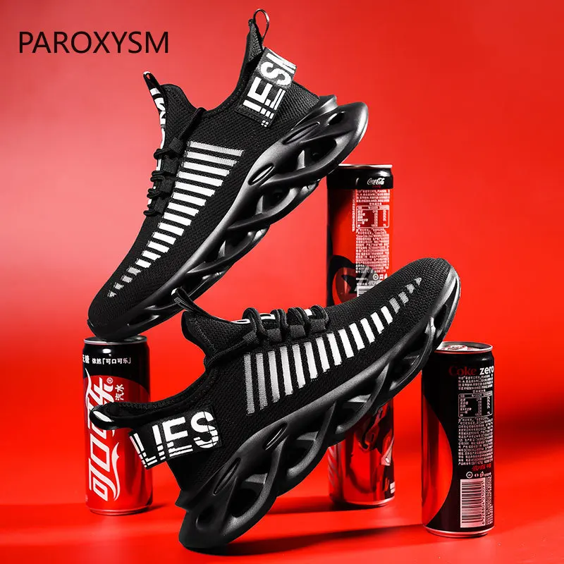 

PAROXYSM men's running shoes breathable shockproof lightweight lace-up men's blade sneakers increase fitness walking shoes