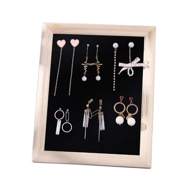 

Flannelette Solid Wood Photo Frame Jewelry Display Rack Earrings Show Stand Earrings Display Rack Organizer Black