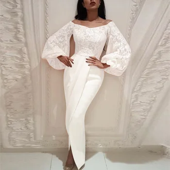 

States women's wish amazon cross-border hot style of new fund of 2019 autumn winters is bud silk lantern sleeve dress