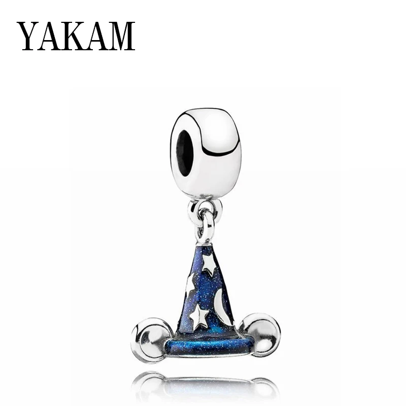 

Blue Magic Hat Pendants Charms Bead Fit Original Pandora Bracelet Accessories Enamel Beads Women Jewelry Making New Years Gifts