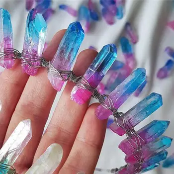 

European Princess Retro Tiara Crown Faux Raw Crystal Gradient Blue Alloy Hair Hoop Womens Festival Party Boho Styling Headwear