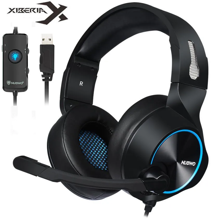 Гарнитура Xiberia Nubwo N11 PC Gamer USB 7 1 канальный звук бас корпус компьютер игровые