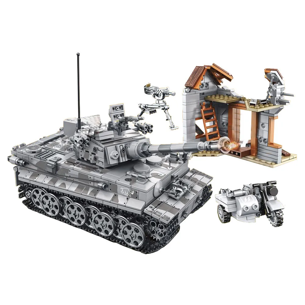 World War 2 WW2 Soldiers German Tiger Tank Armored Vehicle Military SWAT Army Figures Building Blocks Bricks Kids Toys
