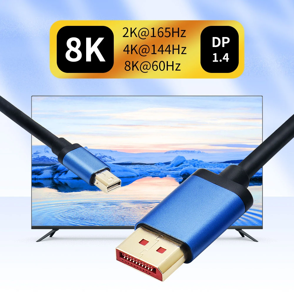 Displayport 1 4 Cable 144hz 4k Mini Dp To Displayport Cable 8k 60hz 2k 165hz Displayport To Mini Dp Cable For Macs Laptop Pc Aliexpress