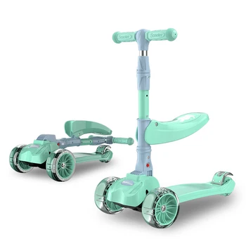 

Foldable Kids Scooter Car for 2-9 Years Old Skater Surf Scooter with Flashing Wheels Folding 2 In 1 Scooter Walker Outdoor Toys