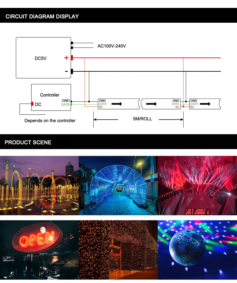 WS2801 32leds/m DC5V RGB LED Strip Individually Addressable – BTF-LIGHTING