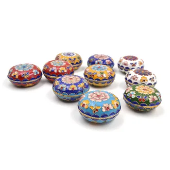 

Vintage Chinese Style Jewelry Box Floral Pattern Enamel Cloisonne Jewelry Box Small Ring Earrings Storage Case Random Color