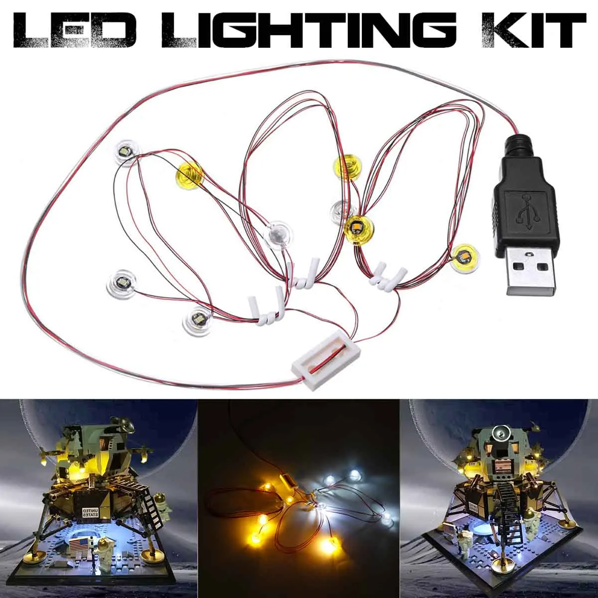 DIY светодиодный комплект освещения для лего 10266 для Apollo 11 Moon Landing Bin осветительные кирпичи игрушки Детский подарок(модель в комплект не входит