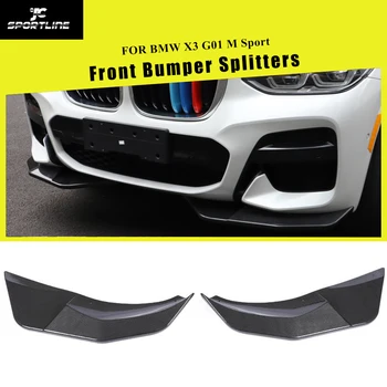 

Front Bumper Spoiler Splitters Lip For BMW X3 G01 M Sport 2018 - 2020 ABS Glossy Black Carbon Fiber Look Front Splitters