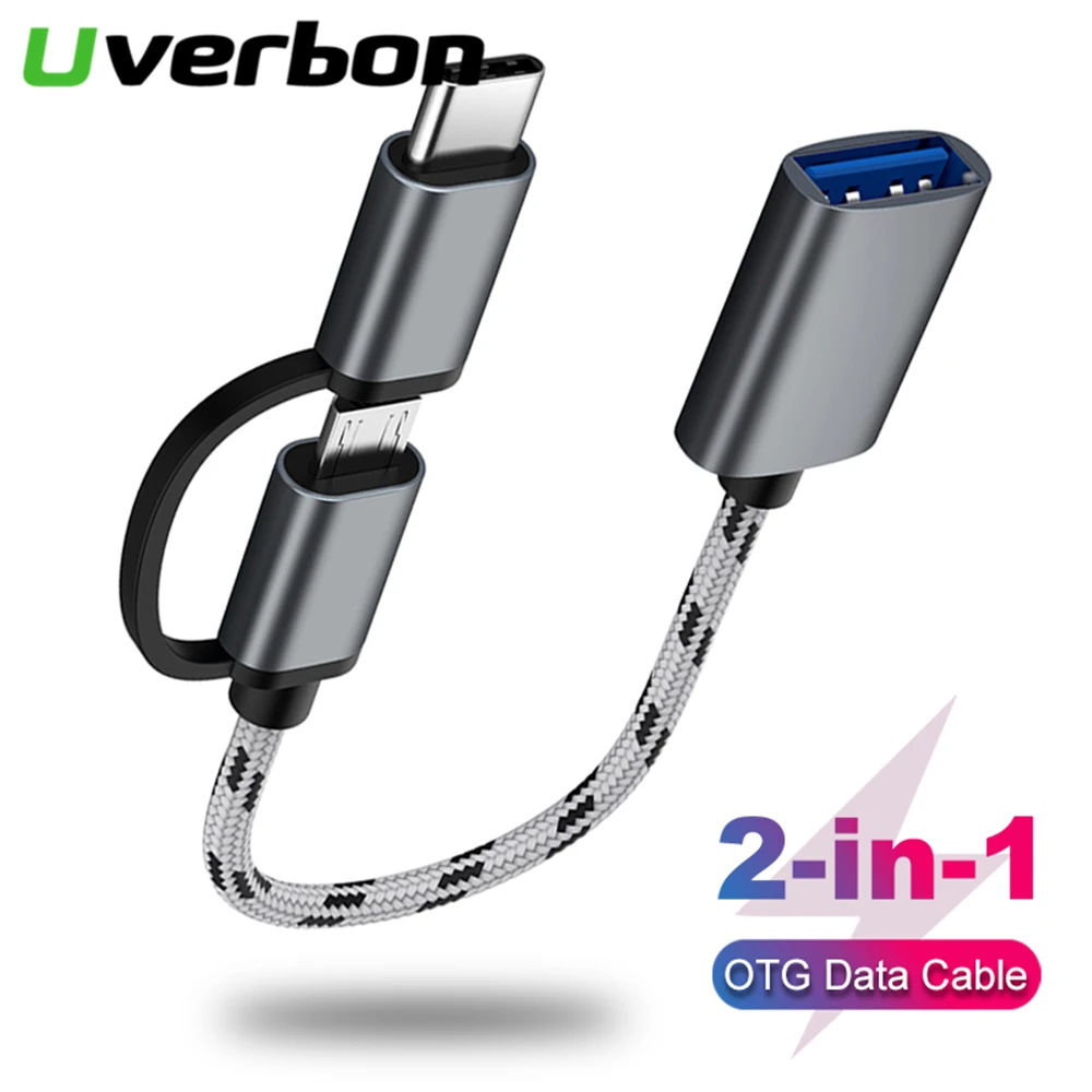 2 в 1 кабель адаптер OTG с нейлоновой оплеткой USB 3 0 для Micro Type C синхронизации данных