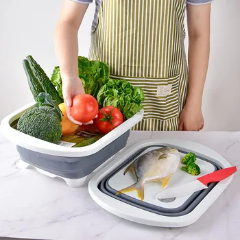 

Plastic Multifunctional Folding Cutting Board Portable Washbasin Vegetable Washing Basin Foldable Vegetable Washing Cutting