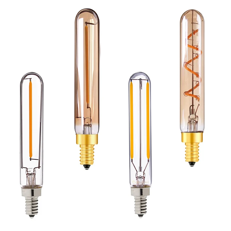 1W 2W Tubular LED Bulbs T20 T6 Vintage Long Filament Light Bulb E12 E14 Dimmable Edison Retro Lamps For Chandelier Pendant Light ganriland e12 e14 long tubular led filament bulbs retro t20 1w 2w dimmable candelabra t6 edison gold tint glass tube light bulb