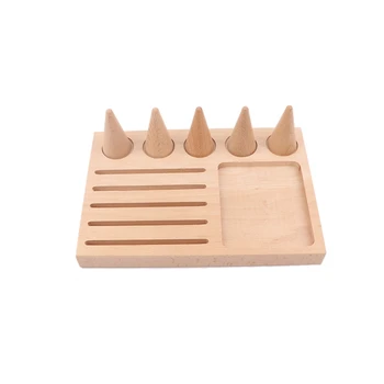 

Finger Type 5 Ring Display Stand Wooden Jewelry Ring Display Tray Counter Jewelry Display Storage Box Tray Storage