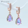 S & Z-pendientes colgantes de oro rosa para mujer, de cristal de gota de agua de lujo, moda coreana, joyería elegante de compromiso de boda 585 ► Foto 1/6