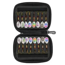 16 шт. Спиннер композитные приманки Муха Крючки прочный металл блесток рыболовные приманки с черным жестким корпусом EVA переносные ящики для хранения