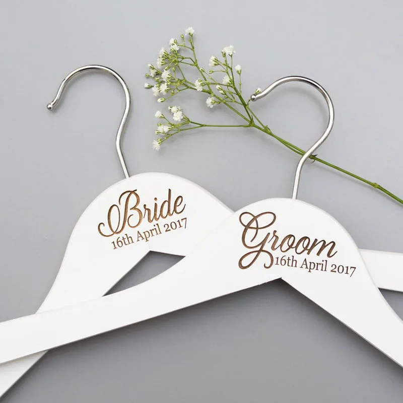 

Wedding Dress Hangers , Bride Dress Hanger , Bridesmaid Gift - Bridal Party, Personalised White Wedding Hanger