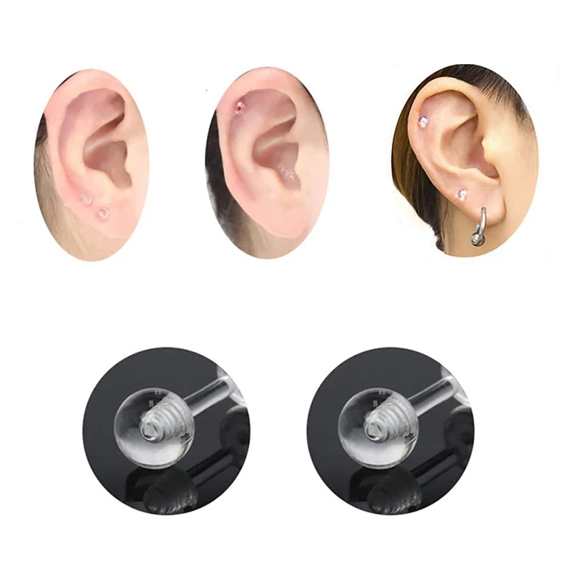 10/6Pcs Clear Transparent Invisible Piercing Lip Rings Cartilage Tragus Ear Soft Sexy Helix Piercing Body Jewelry
