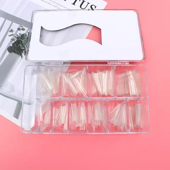 

500PCS Manicure Stickers Long Fake Nails Full Cover False Nails Sticky Pieces Fake Nail Stickers Nail Patches (Transparent)