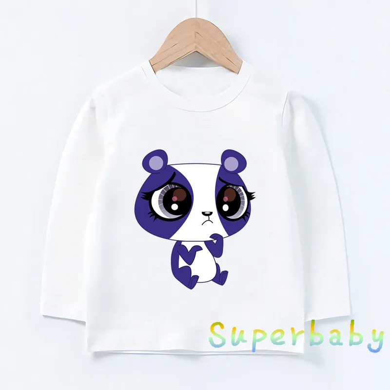 Детская Милая футболка с принтом «Littlest Pet Shop» Забавные топы с рисунком для маленьких мальчиков и девочек, детская футболка с длинными рукавами LKP5262 - Цвет: LKP5262-K