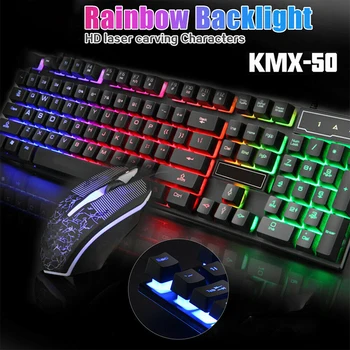 

Pohiks 1pc USB Wired Gaming Keyboard And Mouse Set Professional Durable 104 Keys Keypad RGB LED Backlight Mice Combos