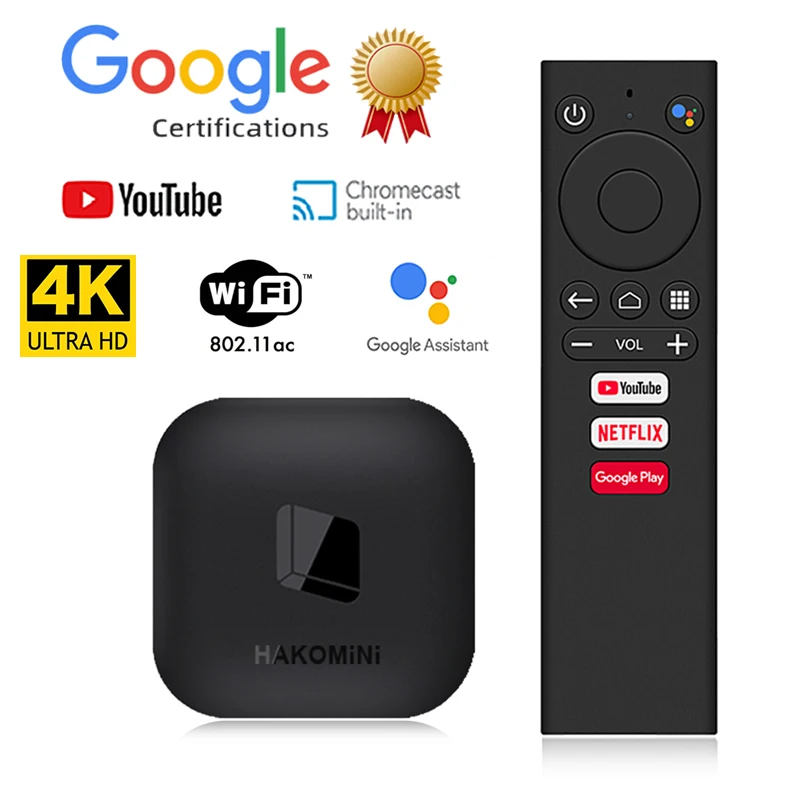 Certificato Google Originale Android Tv Os Android Tv Box Hakomini 5G Wifi 1000M Ethernet 4K Youtube Chromecast Google Assistant