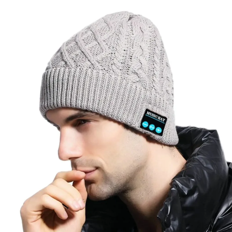 Трикотажные материалы HD стерео наушники Smart Beanie Hands-Free вязаная шапка Встроенный микрофон Беспроводная Bluetooth Крышка