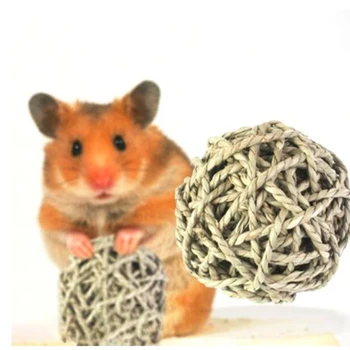 

New Arrival Hamster Chew Toys Small Pet Chewing Toy Natural Straw Ball Rabbit Small Pet Toys Rodents Teeth Cleaning Ball Cleaner