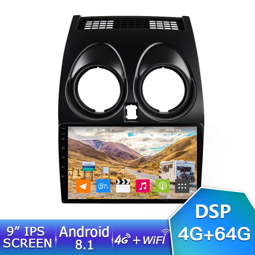 4G 64G IPS EKIY 9 дюймов ips Android 8,1 Автомобильный мультимедийный 4G+ 64G плеер для Nissan Qashqai 2006-2013 gps Нет 2 Din стерео BT аудио плеер авторадио - Цвет: 4G 64G IPS