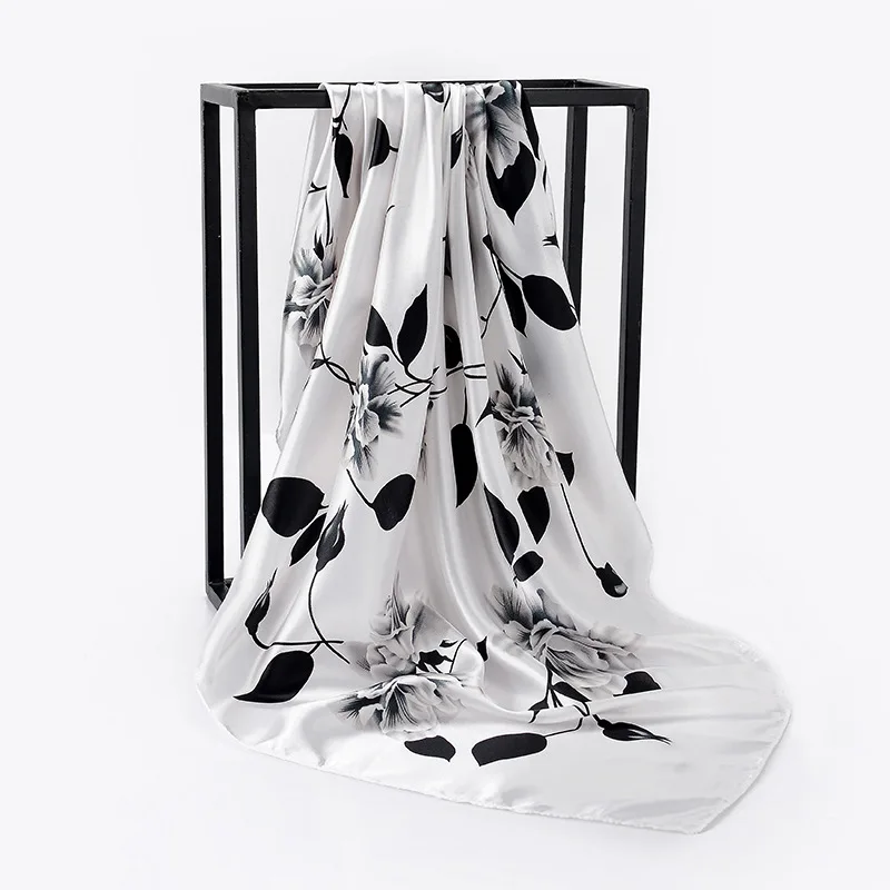 Шелковый атласный шарф-платок для женщин модные шелковые шарфы классические