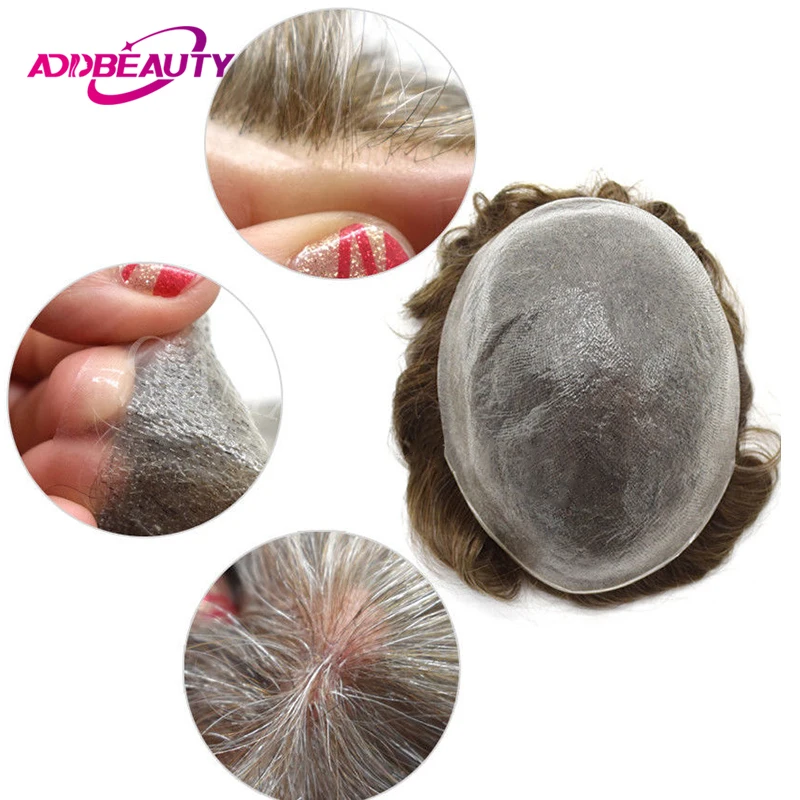 Мужской парик из тонкой кожи s Toupee 0 04 06 мм Vloop тонкие искусственные неповрежденные