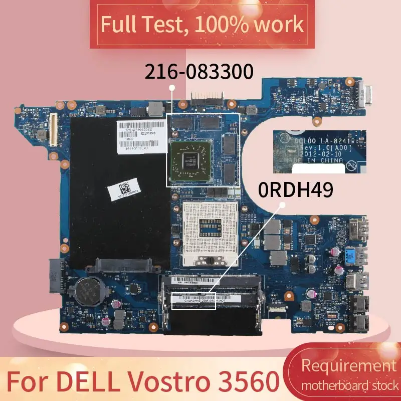 Notebook Motherboard Mainboard para Dell Vostro 3560 La8241p 0rdh49 Slj8e 216083300 Completo Testado 100 Ddr3