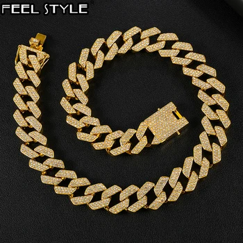 

Hip Hop 20MM Bling AAA+ Iced Out Alloy Rhinestones Prong Cuban Link Chain Necklace For Men Jewelry