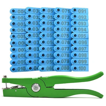 

Animal Ear Tag Pliers with Spare Pins,1-100 Number Plastic Livestock Cow Cattle Ear Tag Animal Tag and Ear Tag Applicator