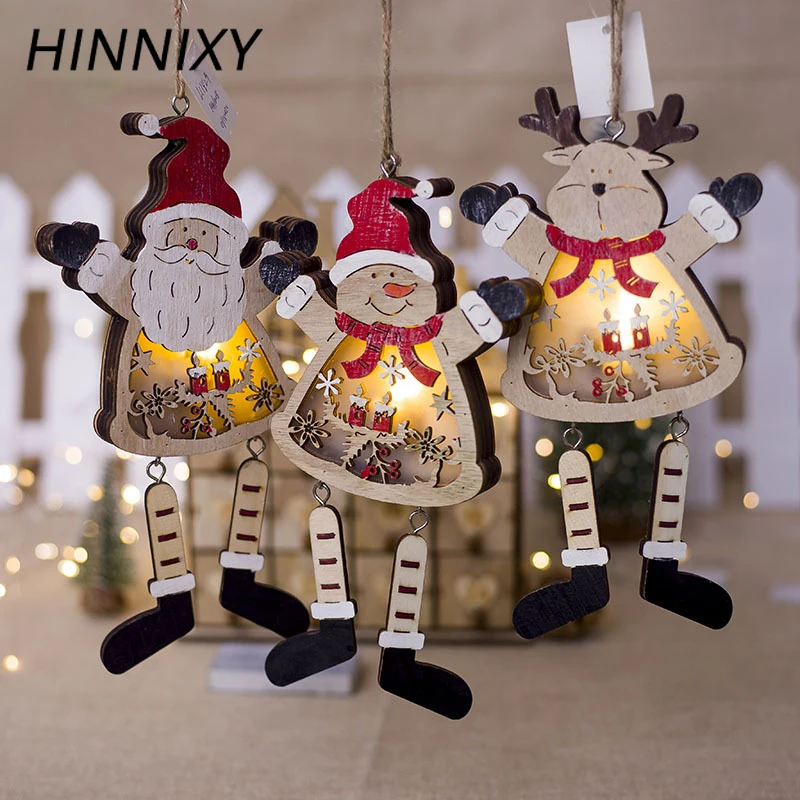 

Hinnixy Christmas Tree Decor Night Light Luminous Santa Deer Snowman With Lanyard Lamp Fixtures Battery Powered Holiday Lighting