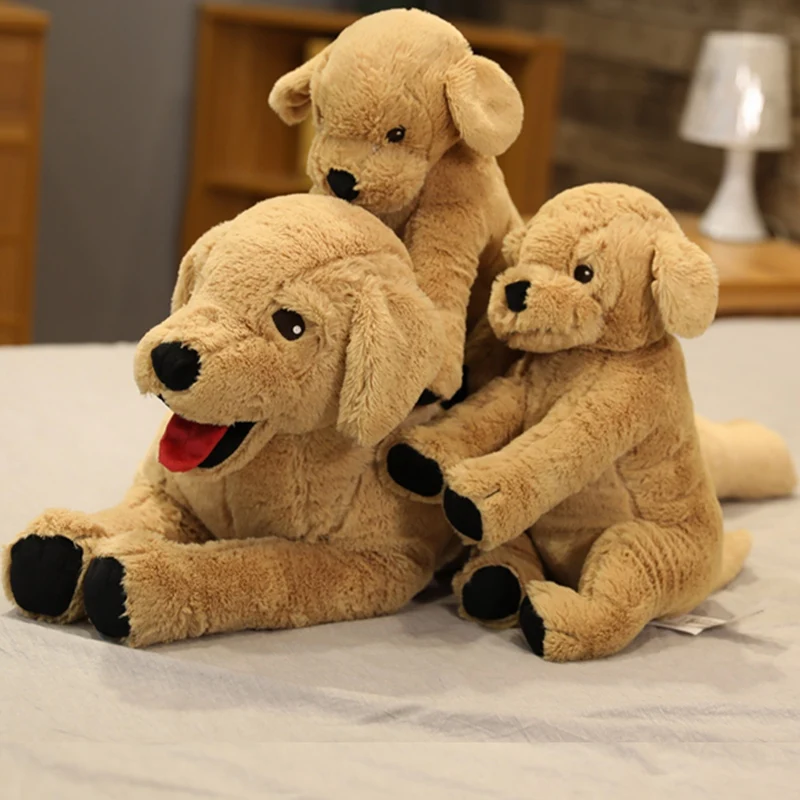 Super Simulation Mum&Kids Labrador Dog PLush Toy Stuffed Lifelike Golden Retriever animals Doll toys for Cub Dog toys