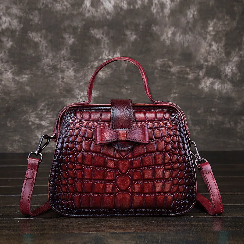

WERAIMJX Luxury Genuine Leather Bags For Women 2019 Designer Alligator Pattern Women Handbags Totes Retro Shoulder&Crossbody Bag
