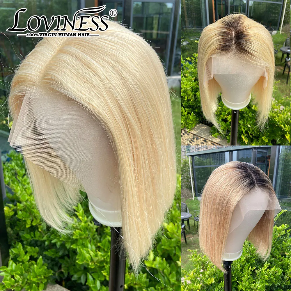 LOVINESS T часть короткий Боб Модный дешевый парик человеческие волосы застежка