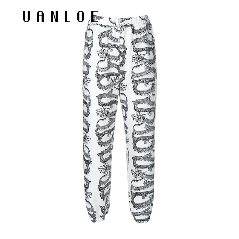 

Dragon Print Women Jogger Sweatpants Casual Loose Drawstring High Waist Pants Autumn Fashion Hip Hop Streetwear Trousers