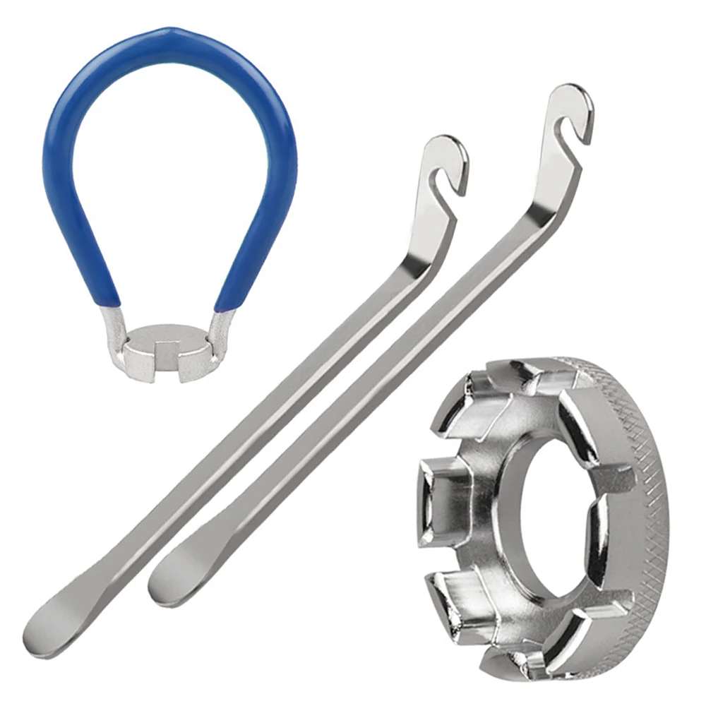 Ensemble de 4 pièces de vélo, clé de poche 6 en 1, outil de réglage Correct des rayons de vélo avec levier de pneu