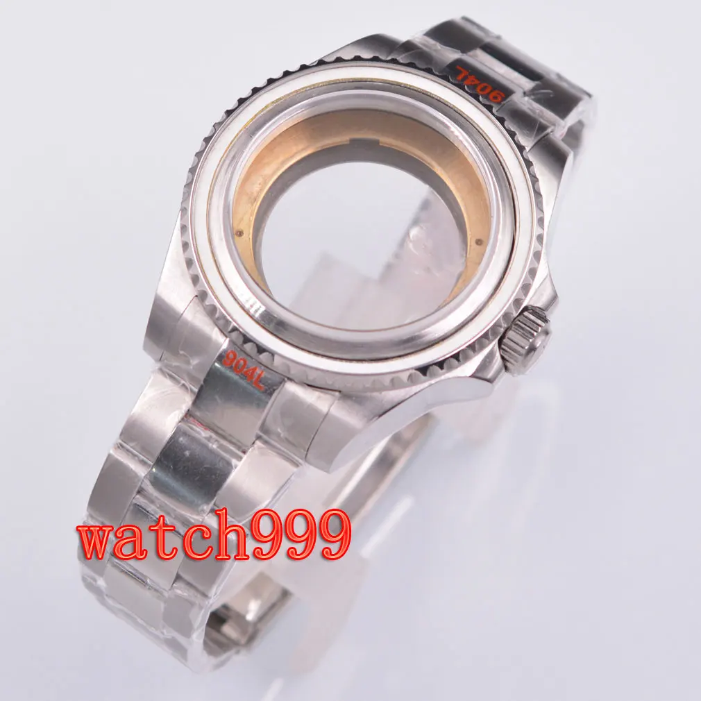 

43mm watch case FIT ETA 2836 2824 NH35 NH36 Miyota 8205 8215 DG 2813 3804 movement silver sterile watch case sapphire glass