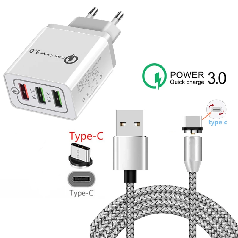 Быстрая зарядка Type-c USB Магнитный светодиодный кабель для Huawei P20 P30 Pro Mate 20 30 Lite Honor 9x