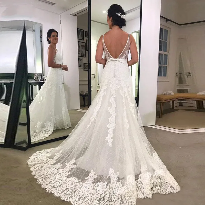 New-Spaghetti-straps-Mermaid-Wedding-Dress-2019-robe-de-mariee-V-Neck-Lace-wedding-gowns-Sexy (1)