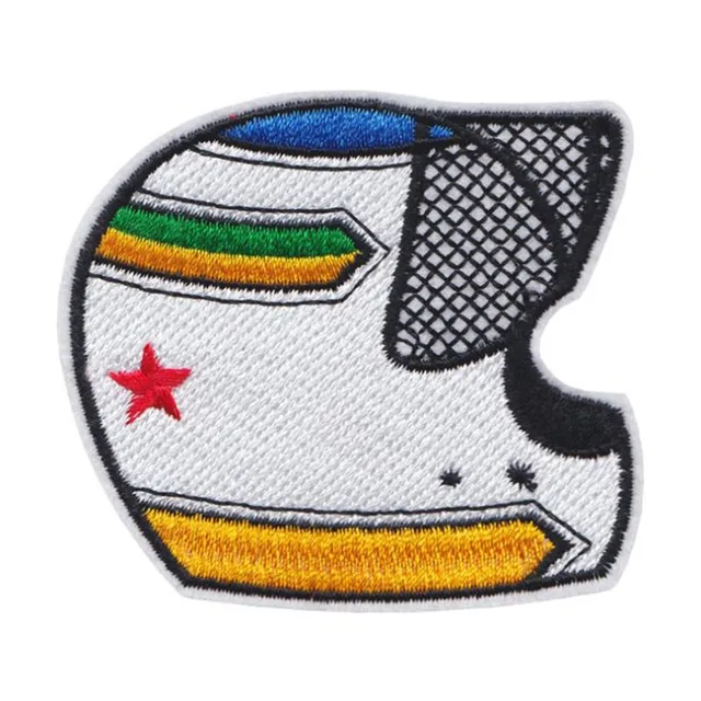 Punk Style Car Race Helmet Locomotive Badge Patch Embroidered Iron