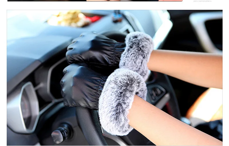 Модные перчатки Maokou из искусственной кожи, перчатки с сенсорным экраном, полный палец, зимние женские перчатки для верховой езды, теплые