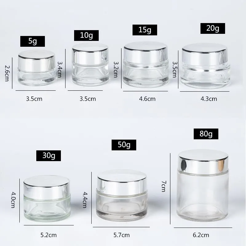 Wholesale 5-100g Empty Transparent Glass Jars Cosmetic Containers  Gold/Sliver/Black Lids Refillable Ointment Face Cream Boxes CN - AliExpress