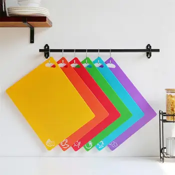 

6pcs Kitchen Chopping Boards Plastic Cutting Boards Non-Slip Fruit Chopping Block Kitchen Cooking Supplies (Assorted Color)