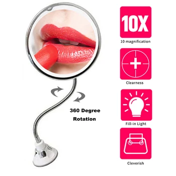 

LED Mirror Makeup Mirror Vanity 10X Mirror Mirror Grossissant Magnifying Adjustable 360 Rotation Flexible Mirror Makeup Tool